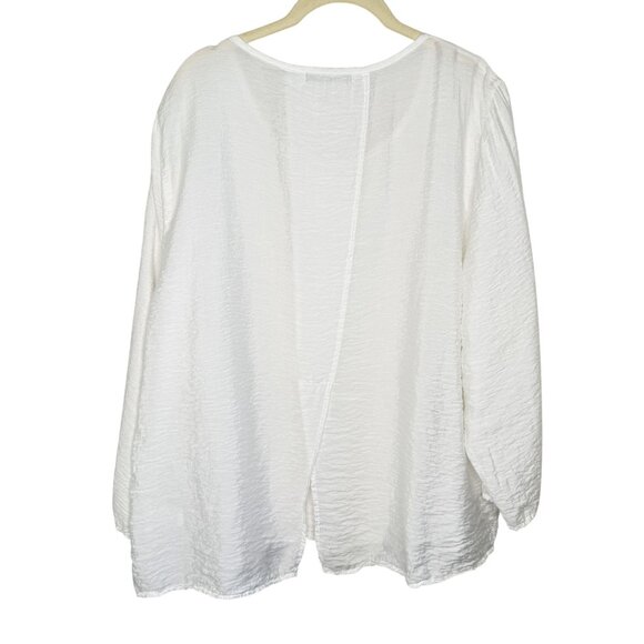 Cut Loose White Crinkle Long Sleeve Blouse, XL - Picture 3 of 9